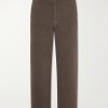Genua Wide-Leg Herringbone Cotton-Blend Trousers Genua Wide-Leg Herringbone Cotton-Blend Trousers