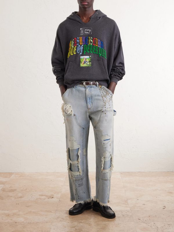 Bobby Driscoll Embroidered Printed Cotton-Blend Jersey Hoodie - OU Bobby Driscoll Embroidered Printed Cotton-Blend Jersey Hoodie - OU