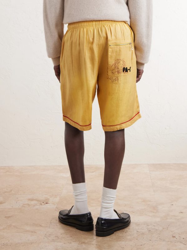 Montauk Embroidered Printed Corduroy-Linen Shorts - BK Montauk Embroidered Printed Corduroy-Linen Shorts - BK