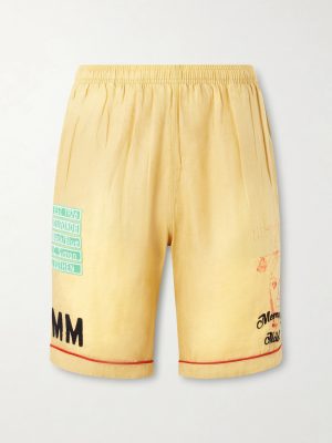 Montauk Embroidered Printed Corduroy-Linen Shorts Montauk Embroidered Printed Corduroy-Linen Shorts