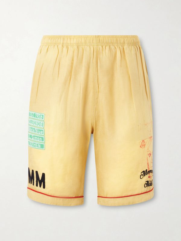 Montauk Embroidered Printed Corduroy-Linen Shorts Montauk Embroidered Printed Corduroy-Linen Shorts