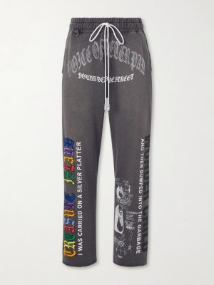 Bobby Driscoll Embellished Printed Cotton-Fleece Sweatpants Bobby Driscoll Embellished Printed Cotton-Fleece Sweatpants