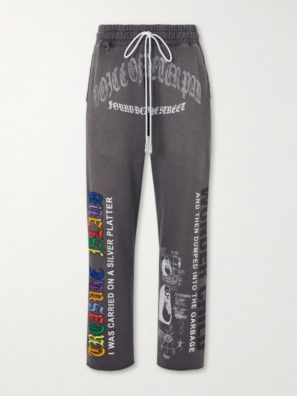 Bobby Driscoll Embellished Printed Cotton-Fleece Sweatpants Bobby Driscoll Embellished Printed Cotton-Fleece Sweatpants