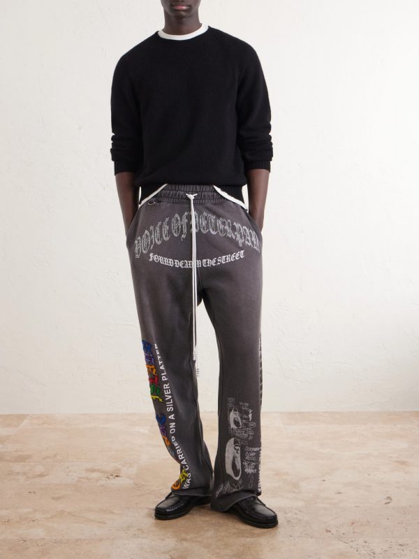 Bobby Driscoll Embellished Printed Cotton-Fleece Sweatpants - OU Bobby Driscoll Embellished Printed Cotton-Fleece Sweatpants - OU