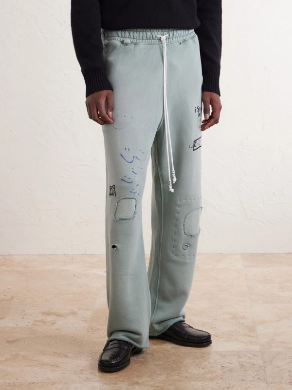 Alta Cienega Distressed Embellished Cotton-Fleece Sweatpants - FR