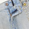 Straight-Leg Distressed Studded Jeans - E1