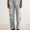Straight-Leg Distressed Studded Jeans - FR