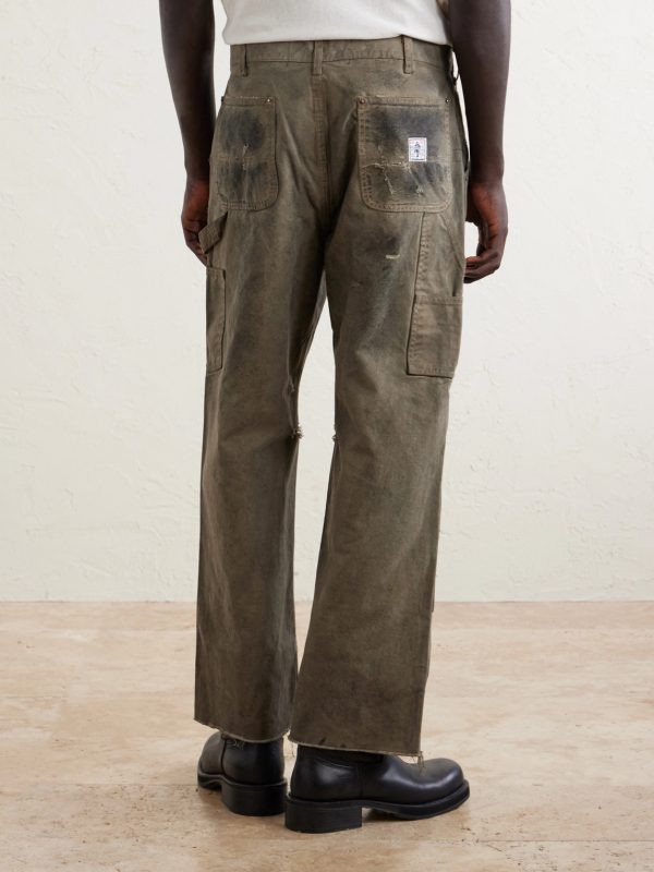 Been Thru It Straight-Leg Distressed Waxed Cotton-Canvas Trousers - BK Been Thru It Straight-Leg Distressed Waxed Cotton-Canvas Trousers - BK