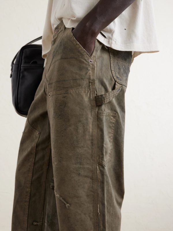 Been Thru It Straight-Leg Distressed Waxed Cotton-Canvas Trousers - CU Been Thru It Straight-Leg Distressed Waxed Cotton-Canvas Trousers - CU