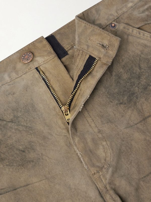 Been Thru It Straight-Leg Distressed Waxed Cotton-Canvas Trousers - E1 Been Thru It Straight-Leg Distressed Waxed Cotton-Canvas Trousers - E1
