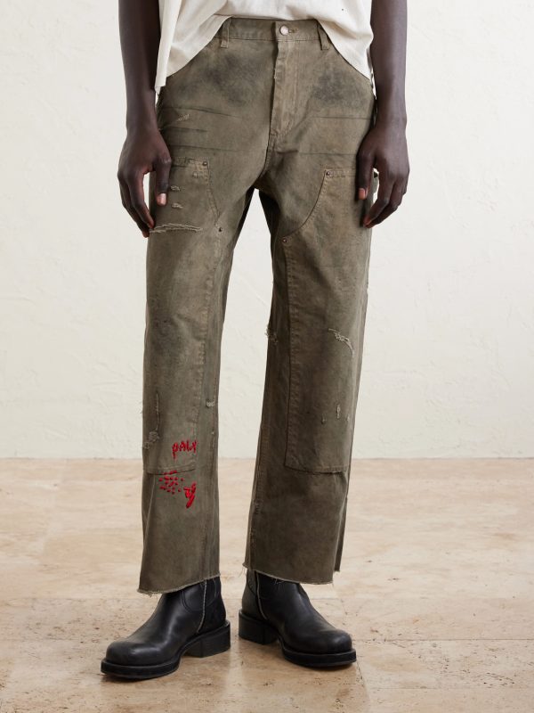 Been Thru It Straight-Leg Distressed Waxed Cotton-Canvas Trousers - FR Been Thru It Straight-Leg Distressed Waxed Cotton-Canvas Trousers - FR