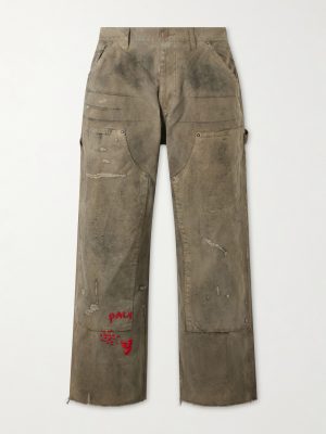 Been Thru It Straight-Leg Distressed Waxed Cotton-Canvas Trousers Been Thru It Straight-Leg Distressed Waxed Cotton-Canvas Trousers