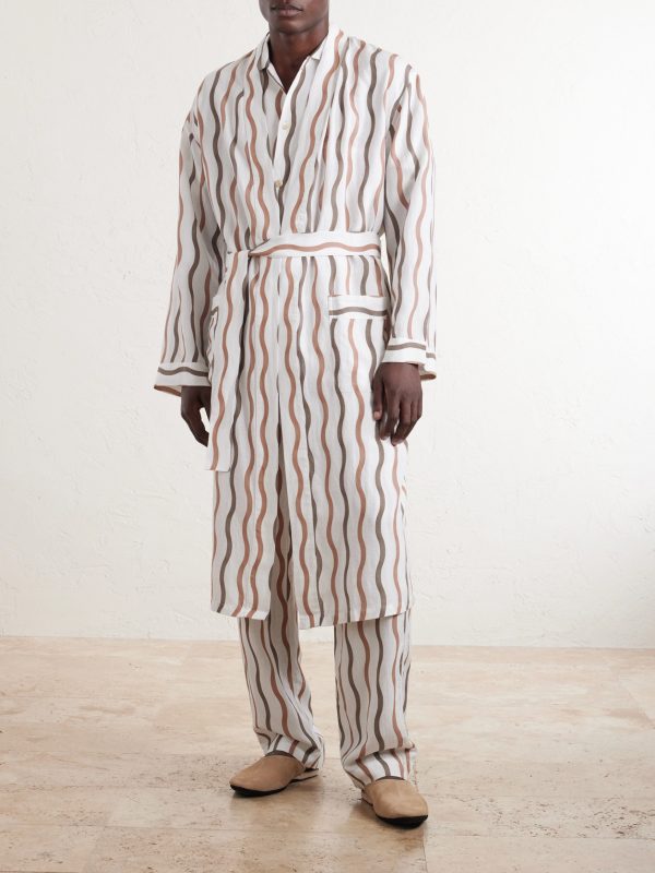 + La Marzocco Striped Belted Tencel® and Linen-Blend Pyjamas - FR