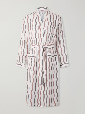 + La Marzocco Striped Belted Tencel® and Linen-Blend Pyjamas + La Marzocco Striped Belted Tencel® and Linen-Blend Pyjamas