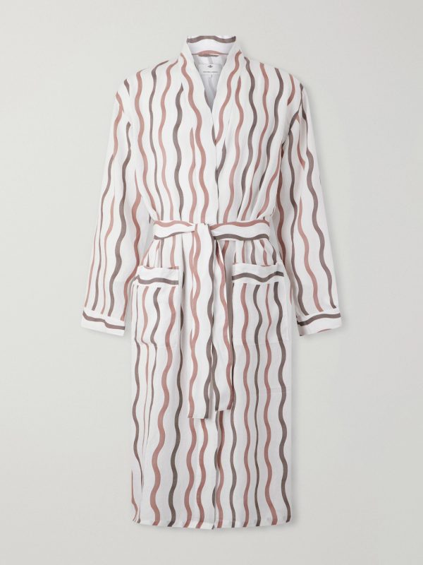 + La Marzocco Striped Belted Tencel® and Linen-Blend Pyjamas