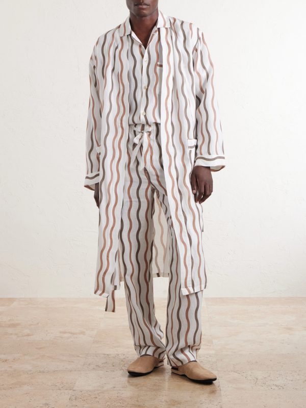 + La Marzocco Striped Belted Tencel® and Linen-Blend Pyjamas - OU