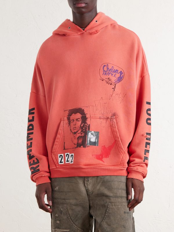 Chelsea Hotel Distressed Printed Cotton-Jersey Hoodie - FR