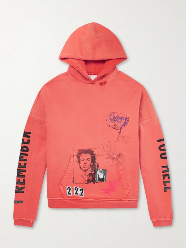 Chelsea Hotel Distressed Printed Cotton-Jersey Hoodie