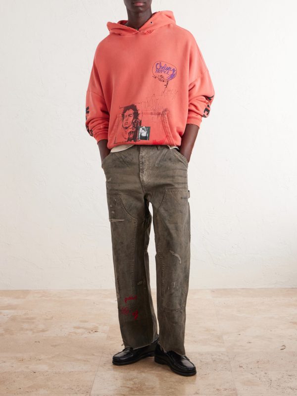 Chelsea Hotel Distressed Printed Cotton-Jersey Hoodie - OU