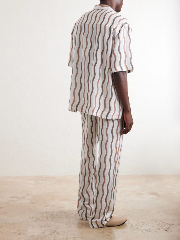 + La Marzocco Striped Tencel® and Linen-Blend Pyjama Shirt - BK