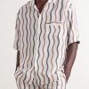 + La Marzocco Striped Tencel® and Linen-Blend Pyjama Shirt - FR