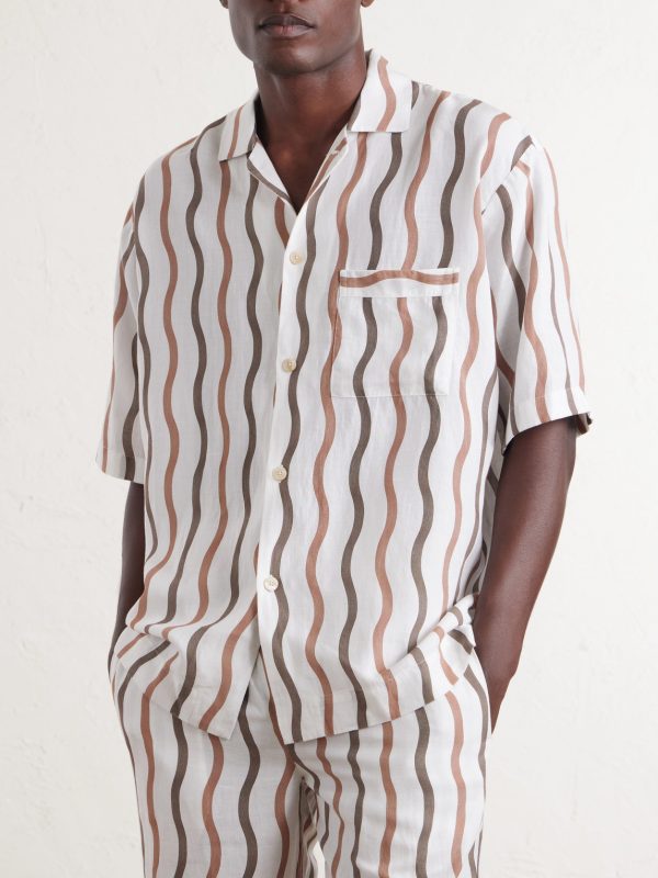 + La Marzocco Striped Tencel® and Linen-Blend Pyjama Shirt - FR