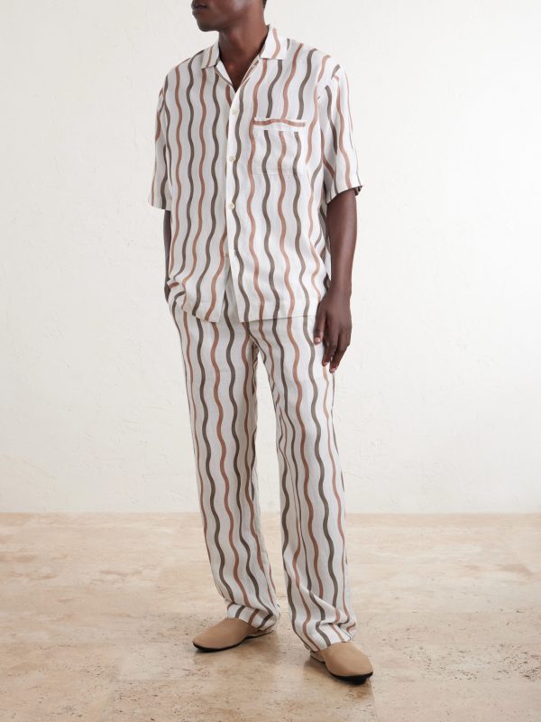 + La Marzocco Striped Tencel® and Linen-Blend Pyjama Shirt - OU