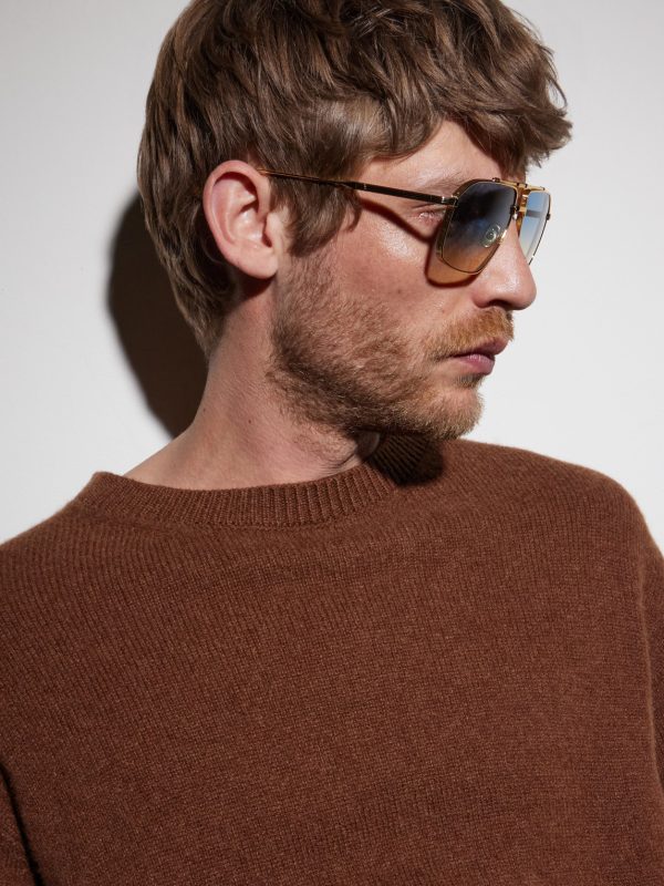 1424 Aviator-Style Silver-Tone Sunglasses - BK
