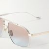 1424 Aviator-Style Gold-Tone and Silver-Tone Sunglasses - E1 1424 Aviator-Style Gold-Tone and Silver-Tone Sunglasses - E1