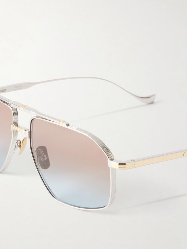 1424 Aviator-Style Gold-Tone and Silver-Tone Sunglasses - E1 1424 Aviator-Style Gold-Tone and Silver-Tone Sunglasses - E1