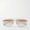 1424 Aviator-Style Gold-Tone and Silver-Tone Sunglasses 1424 Aviator-Style Gold-Tone and Silver-Tone Sunglasses