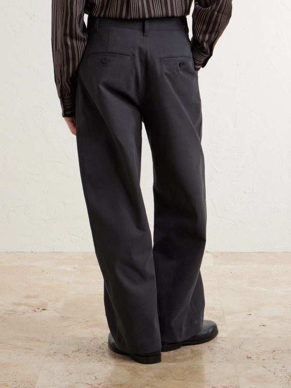 Barrel-Leg Cotton-Twill Trousers - BK Barrel-Leg Cotton-Twill Trousers - BK