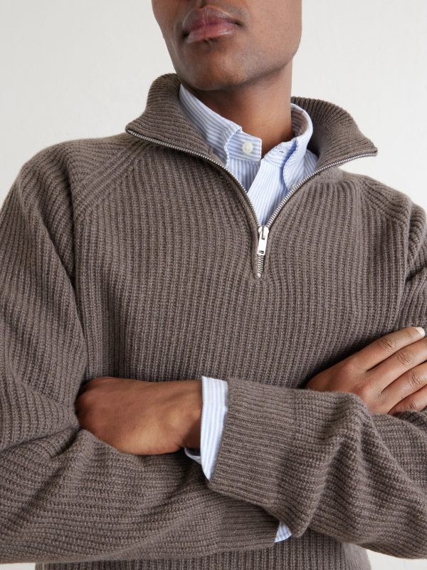 Ryker Ribbed Recycled-Cashmere and Wool-Blend Half-Zip Sweater - CU