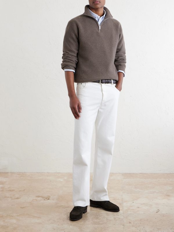 Ryker Ribbed Recycled-Cashmere and Wool-Blend Half-Zip Sweater - OU