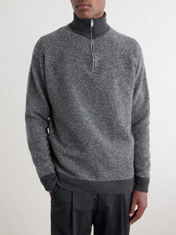 Recycled-Cashmere and Wool-Blend Half-Zip Sweater - FR Recycled-Cashmere and Wool-Blend Half-Zip Sweater - FR