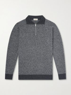 Recycled-Cashmere and Wool-Blend Half-Zip Sweater