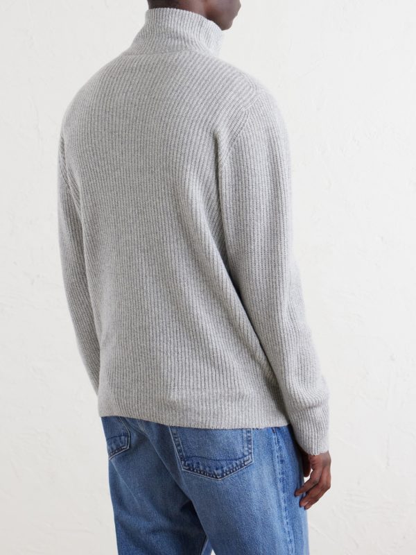 Mallam Ribbed Recycled-Cashmere and Wool-Blend Zip-Up Cardigan - BK