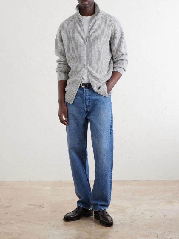 Mallam Ribbed Recycled-Cashmere and Wool-Blend Zip-Up Cardigan - OU