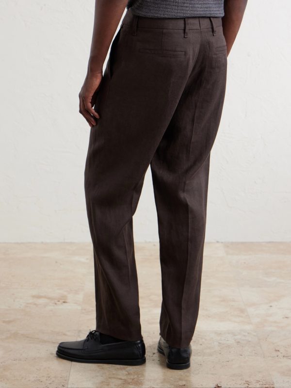 Evan Straight-Leg Pleated Linen Trousers - BK Evan Straight-Leg Pleated Linen Trousers - BK