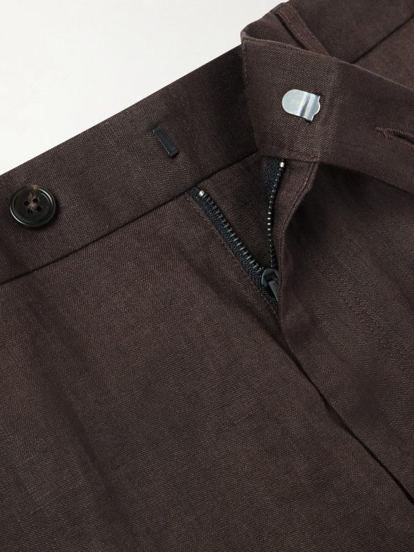 Evan Straight-Leg Pleated Linen Trousers - E1 Evan Straight-Leg Pleated Linen Trousers - E1