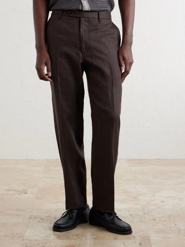 Evan Straight-Leg Pleated Linen Trousers - FR Evan Straight-Leg Pleated Linen Trousers - FR