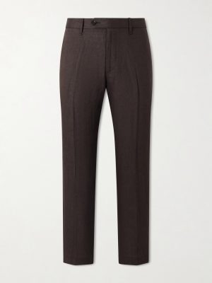 Evan Straight-Leg Pleated Linen Trousers