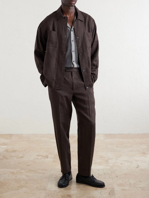 Evan Straight-Leg Pleated Linen Trousers - OU Evan Straight-Leg Pleated Linen Trousers - OU