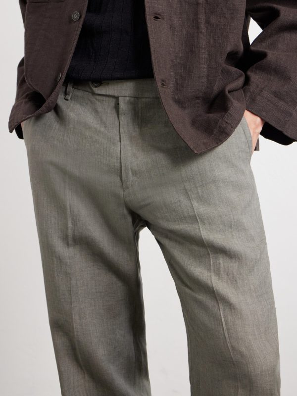 Evan Straight-Leg Pleated Linen Trousers - CU Evan Straight-Leg Pleated Linen Trousers - CU