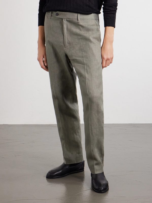 Evan Straight-Leg Pleated Linen Trousers - FR Evan Straight-Leg Pleated Linen Trousers - FR