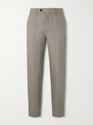 Evan Straight-Leg Pleated Linen Trousers