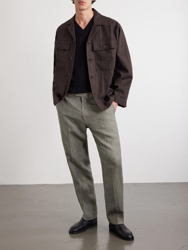 Evan Straight-Leg Pleated Linen Trousers - OU Evan Straight-Leg Pleated Linen Trousers - OU