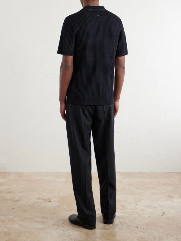 Harvey Ribbed Cotton-Blend Polo Shirt - BK