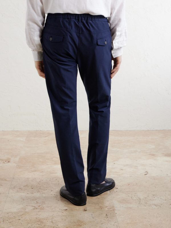 Straight-Leg Cotton-Blend Trousers - BK Straight-Leg Cotton-Blend Trousers - BK