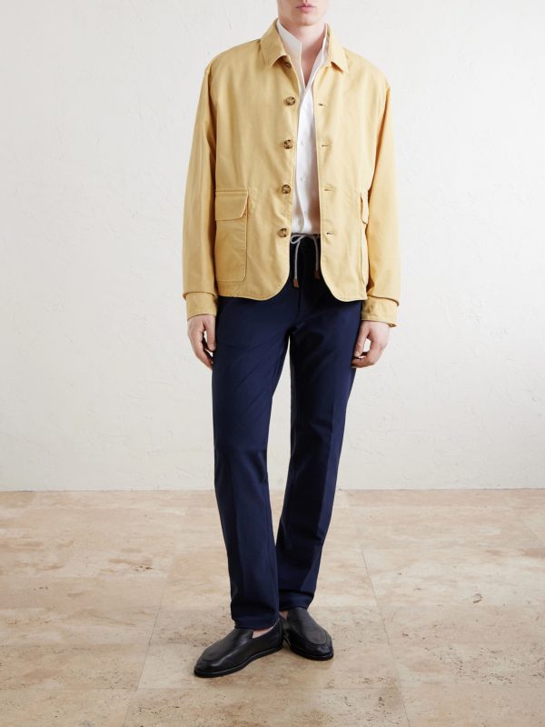Straight-Leg Cotton-Blend Trousers - OU Straight-Leg Cotton-Blend Trousers - OU